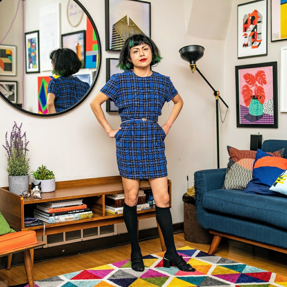 Vintage 90's Blue Plaid Dress